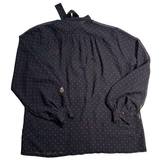 Vintage 70 80s Novelty Car Tie Neck Bow Blouse Retro Holiday Christmas Top Large - Picture 2 of 8